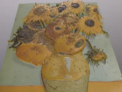 TWELVE SUNFLOWERS by VINCENT VAN GOGH for 3D printing  3D print model