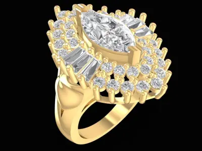 Luxury Marquise Oval Halo Diamond Cocktail Ring for Women  2402 3D print model