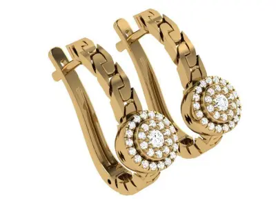 Round Halo Chain Earring 4601 3D print model