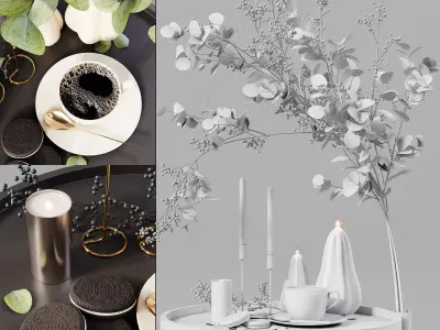 Decorative Set 222 Low-poly 3D model