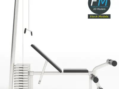 Gym equipment pectoral and leg bench 3D model