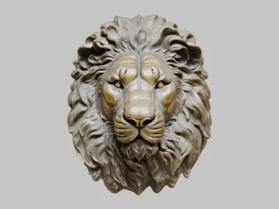 Bronze Lion Head Low-poly 3D model