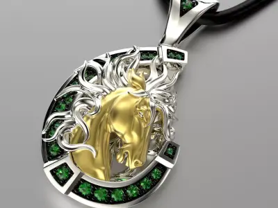 Jewelry Pendant Wild Horse 0179 Stl 3dm Gold Pendant 3D print model