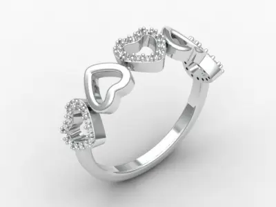 A Symphony of Hearts Yellow Gold Lab Grown Diamond Heart Band  3D print model