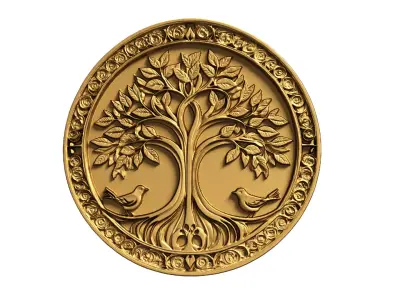 decor set wall panel tree relief CNC 11 3D print model