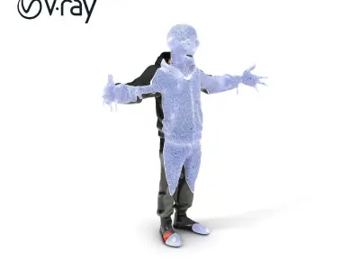 Creepy Zombie Character in Distressed Hoodie and Pants Low-poly 3D model