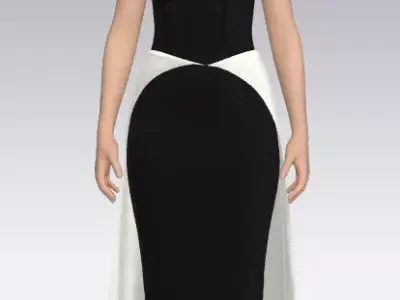 dress heart neckline  love slevee with bra and extra skirt Low-poly 3D model