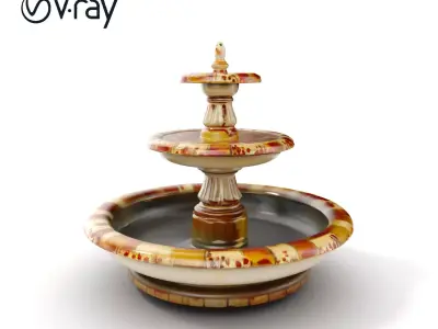 Ornate Stone Fountain Model Pack Low-poly 3D model