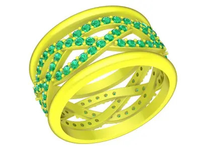 Luxury Interlaced Gemstone Band Ring for Women 5185 3D print model