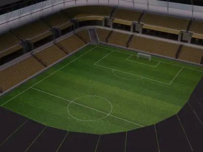 Football Stadium and Interiors Low-poly 3D model get