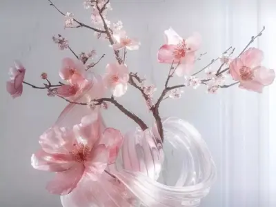 pink organic flower vase 3D print model