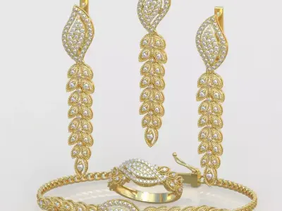 Ring Bracelet Earring and Pendant Set 3D printable model 0018 3D Model Pack