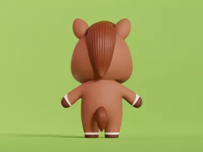 Horse Character Cartoon Pony Chibi Kawaii  Low-poly 3D model