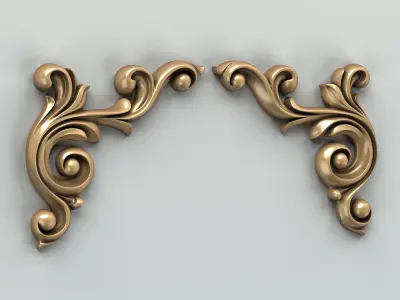 Carved decor corner 002 3D model