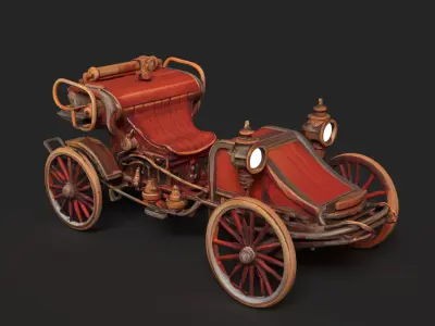 Chinese vintage buggy  Low-poly 3D model