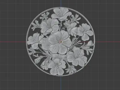 Classic circular carved decor ornament 13 3D print model