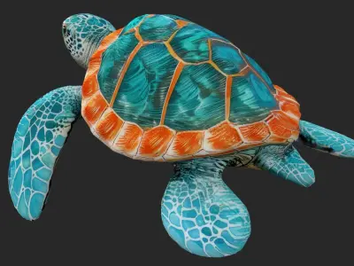 Sea Turtle Cartoons  Low-poly 3D model
