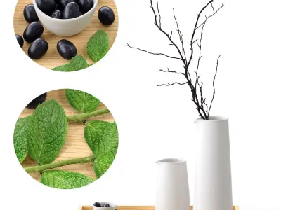 Decor Olive and mint Set 40 3D model