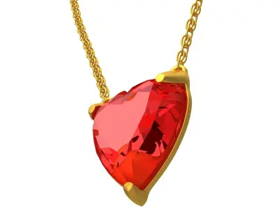 GEMSTONE HEART Red PENDANT NECKLACE 3D model