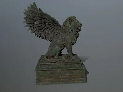 lion statue Low-poly 3D model