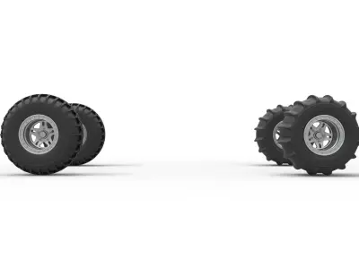 Wheel Set of Uphill Sand Racing Dragster Version 2 Scale 1 to 25 3D print model