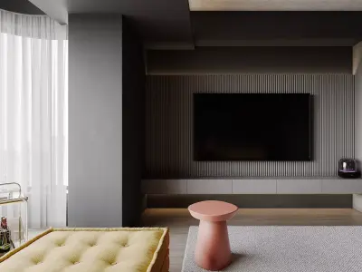 Modern living room dining room interior scenes 445 3D model