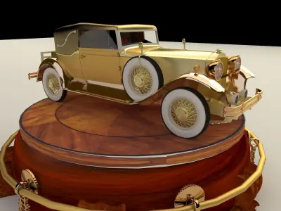 Chinese display stand with antique car 3D model