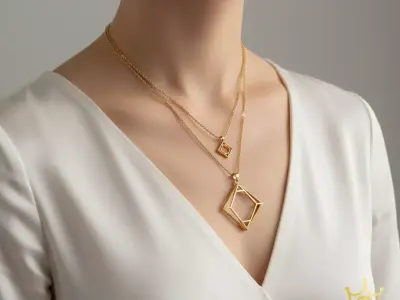  Golden Necklace Minimalist Double Layer Pendant 3D print model