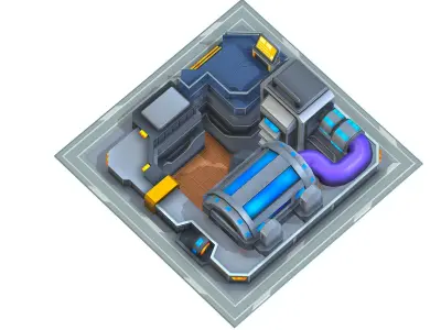 isometrical fuel rig platform station upgrade 2 Low-poly 3D model