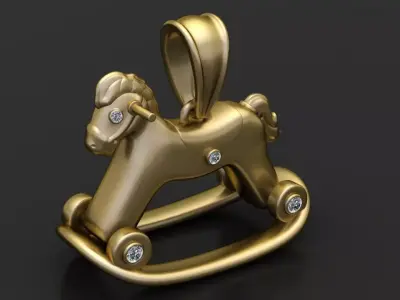  Gold rocking horse pendant 3D printable model  3D print model