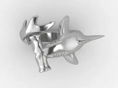 Hammerhead shark massive ring 3D print model