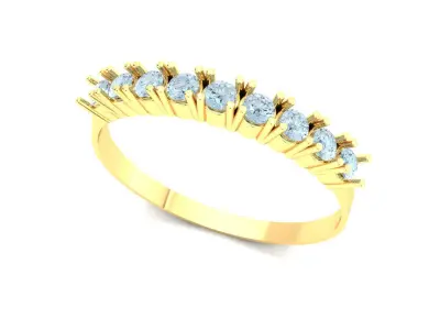 White Gold Classic Half Band Emerald Ring 3D Model Print Ready 3D print model