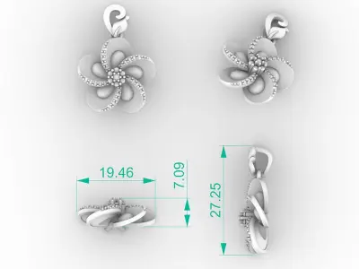 Large Diamond Flower Pendant  3D print model