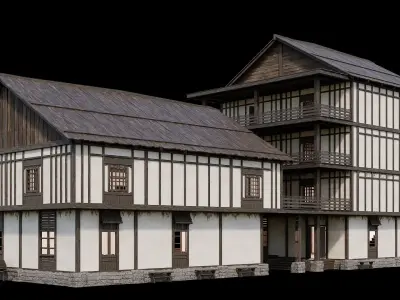 Medieval Village Pack 10 - 3 Assets - 4K Textures Game Ready Low-poly 3D model