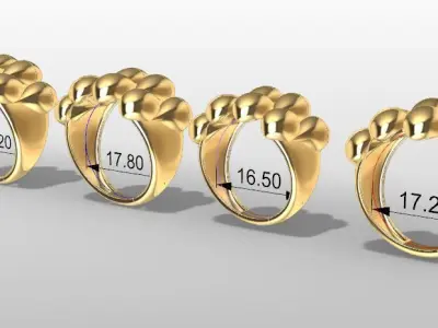 Modern Sculpted Statement Ring  3D Model  3D print model