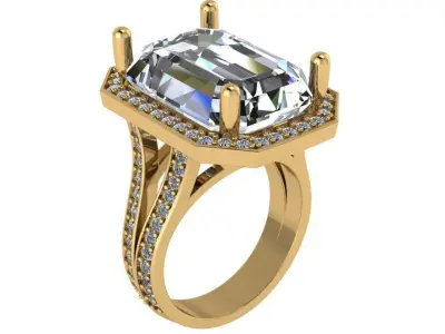 Emerald Halo Split Shank Ring 0686 3D print model