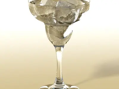 Photorealistic Margarita Glass Iced Drink 01 3D model