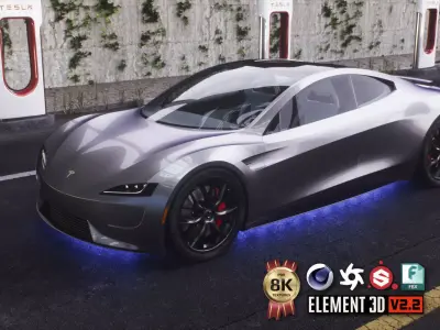 Tesla Roadster 2 Electric Supercar Low-poly 3D model