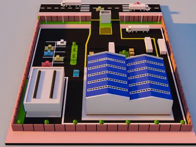 Low Poly factory- Low Poly Assets Low-poly 3D model Low-poly 3D model