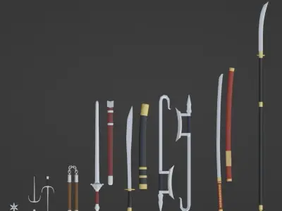 Chinese weapons asset pack Free low-poly 3D model