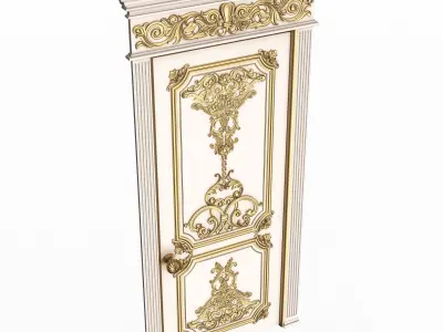 Carved Door Classic 0802 White Low-poly 3D model