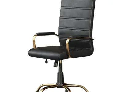 Black High Back Leather Chair FLGO 2286H BK GLD GG 3D model