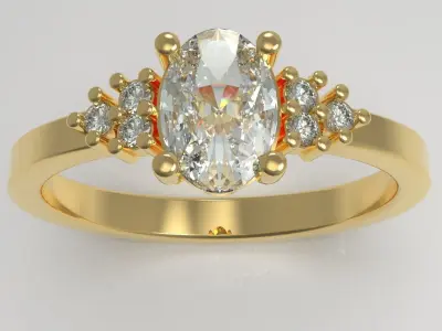 Engagement ring with gems  3D print model