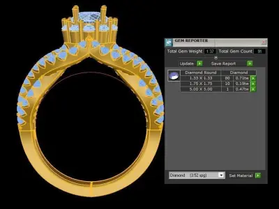 R232 diamond ring new cad design file 3D model