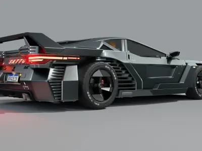 Car Cyberpunk fake brand GRL SATTO Low-poly 3D model