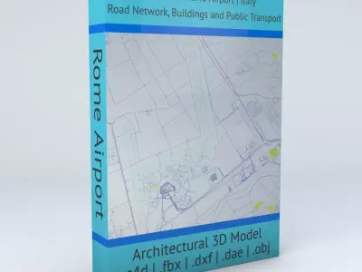 Rome Fiumicino FCO Airport Roads Buildings and Public Transport 3D model