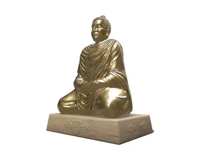 Golden Buddha Statue Low-poly PBR Low-poly 3D model