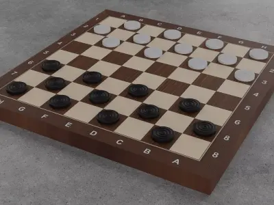 Realistic Checkers Board Free low-poly 3D model