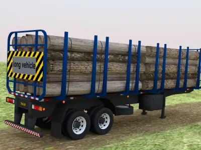 Trailer-semitrailer truck with sign 3D model
