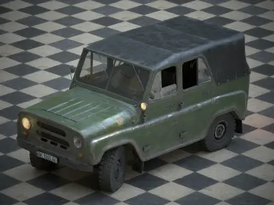 UAZ car PBR 4k 2k 1k 3d model Low-poly 3D model